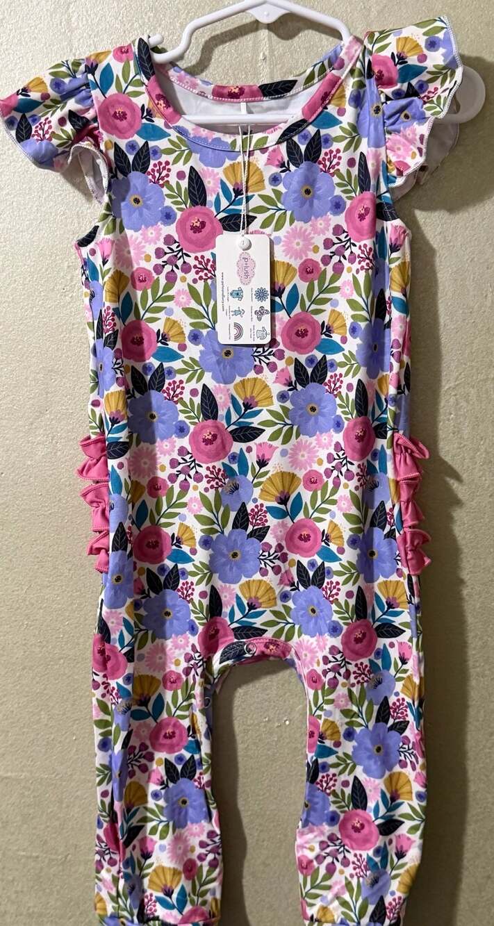 Pete + Lucy Floral Flutter Romper with Ruffles 12-18 months